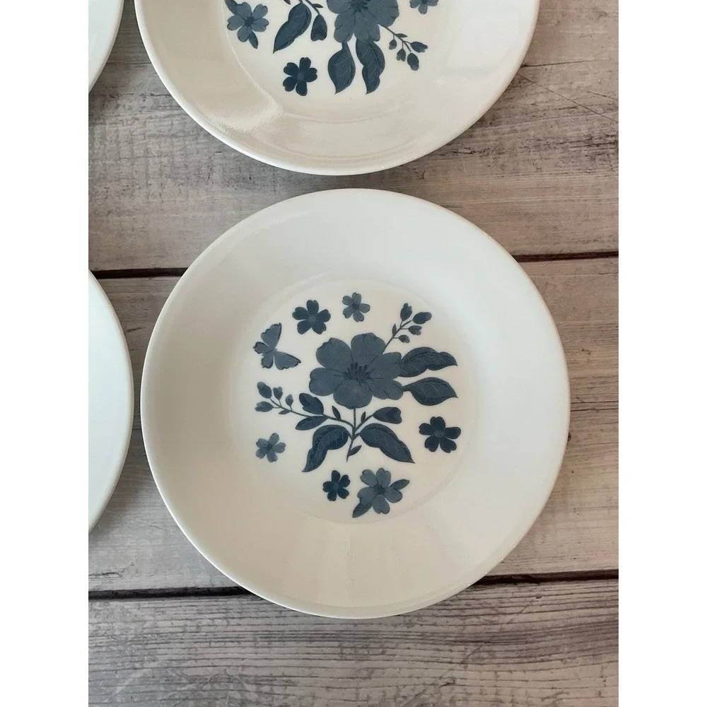 4 Pioneer Woman Corelle Evie‎ Blue Appetizer Bread Plates 6.75